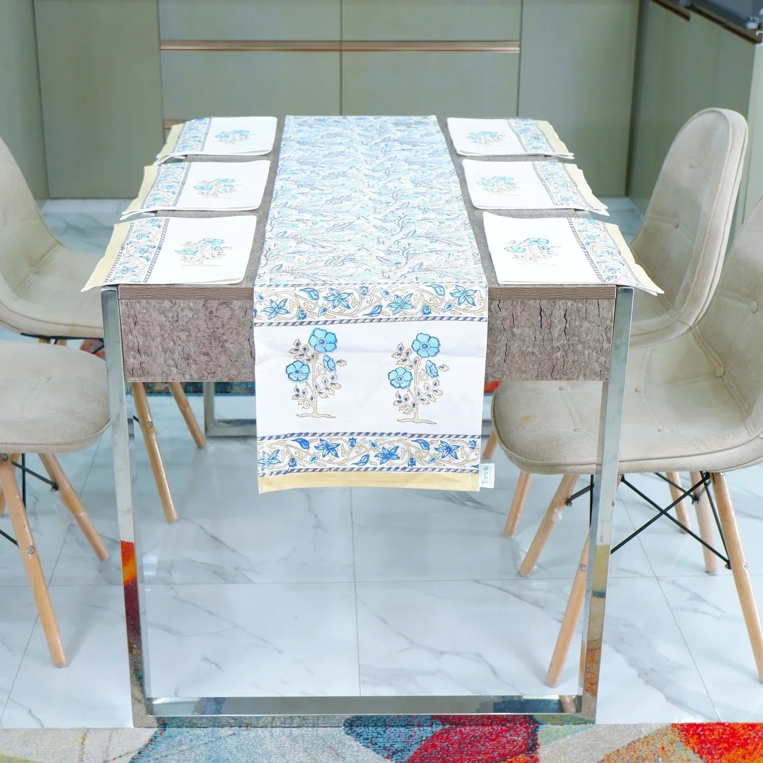 Hand Block Printed Cotton Table Runner - Zola - Tarvik